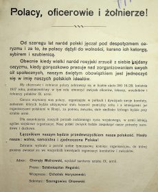 Відозва до польських солдатів та офіцерів 9-ї армії про необхідність відновлення незалежної Польщі